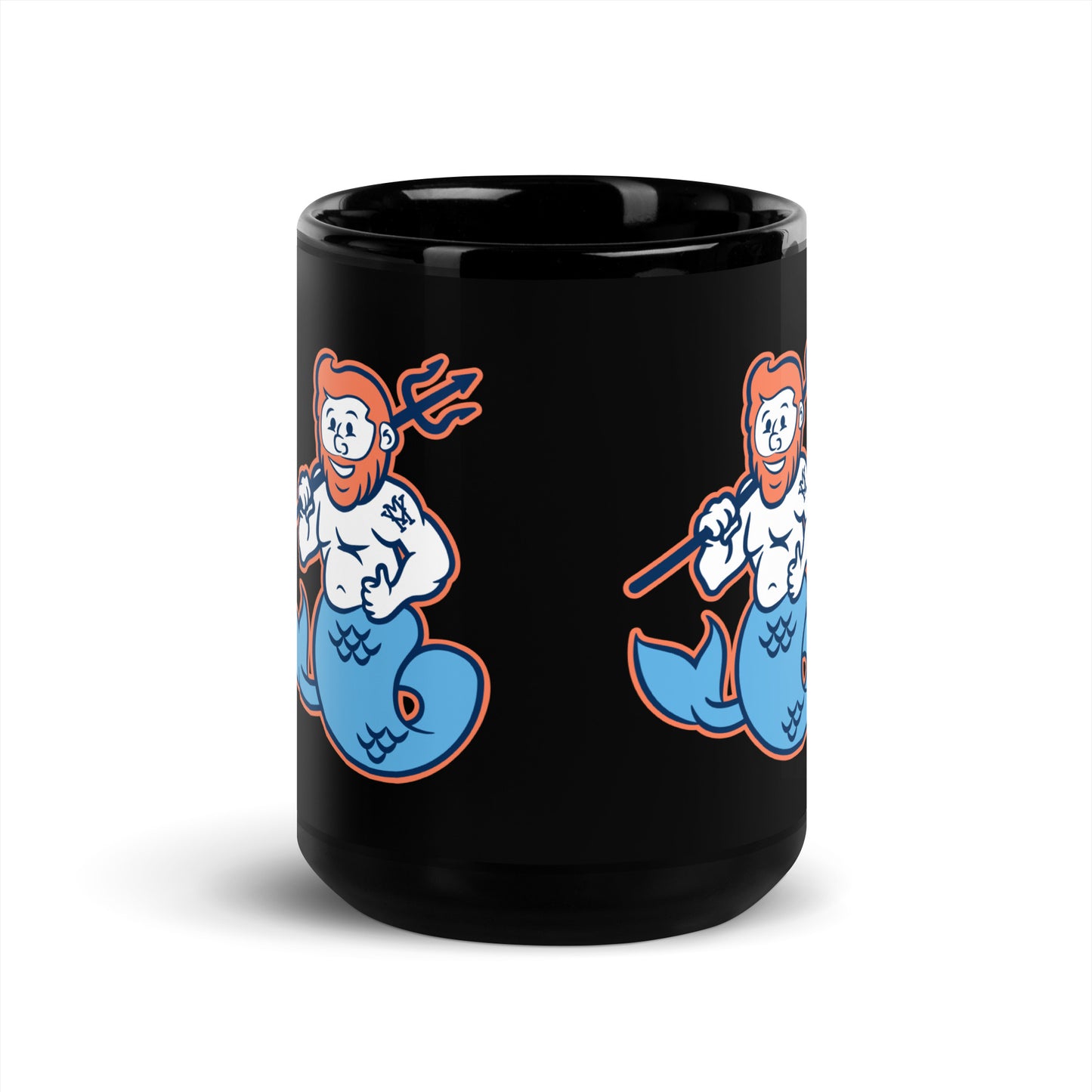 Black Glossy Mug with Merman logo