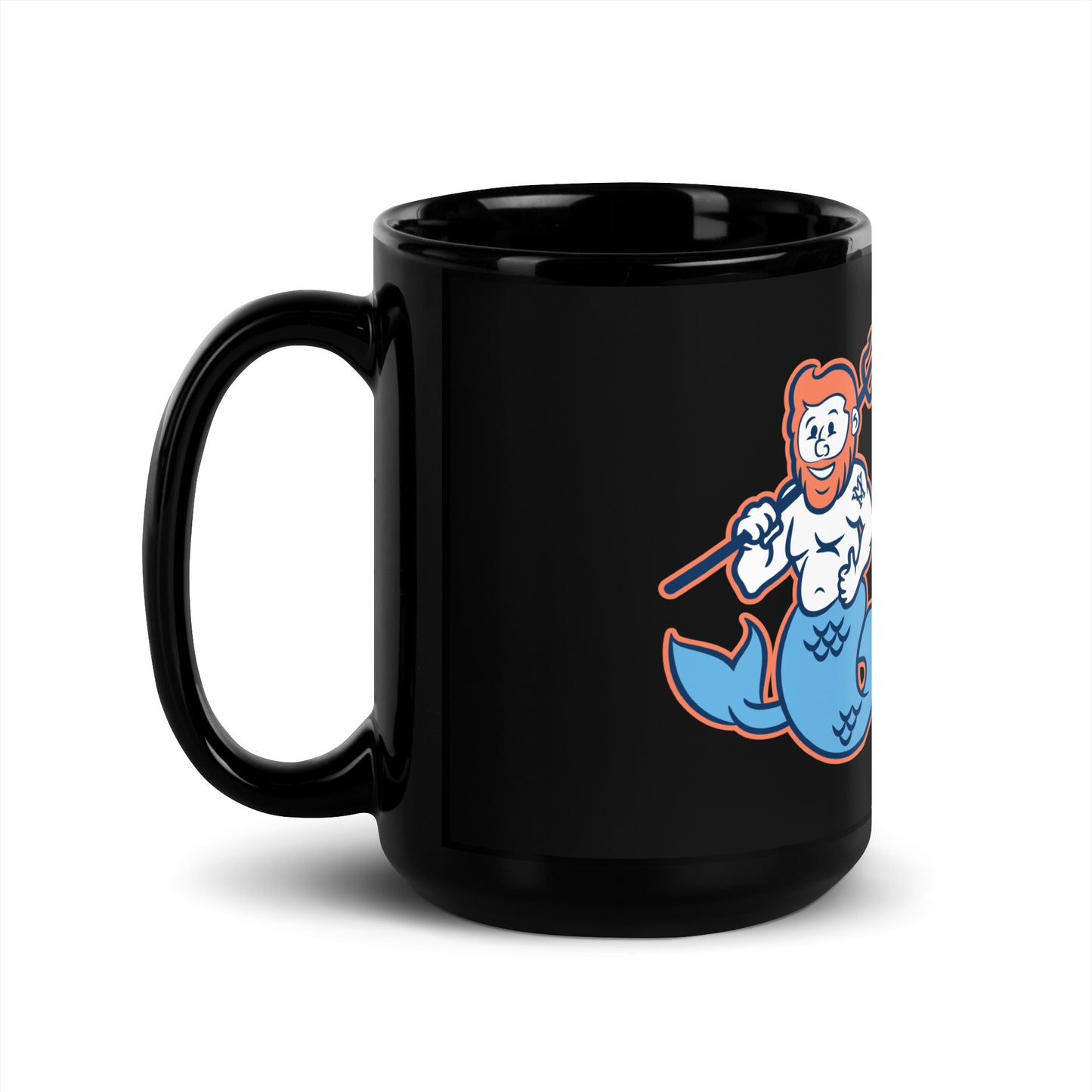 Black Glossy Mug with Merman logo