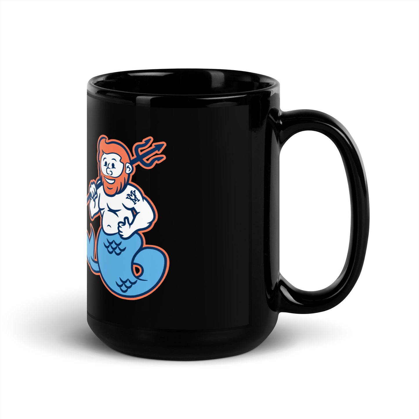 Black Glossy Mug with Merman logo